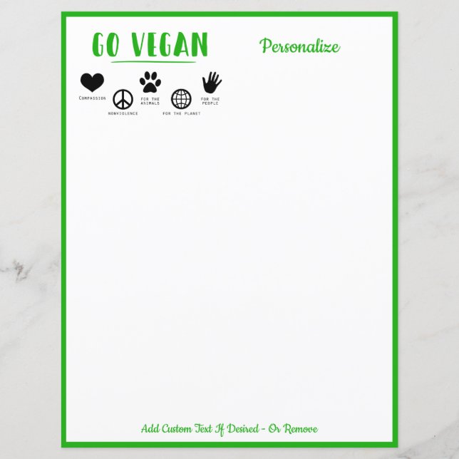 Veganes Zitat Grünbuch Personalisiertes Schreiben (Vorderseite)