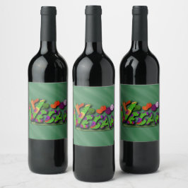 Veganism Multicolor Weinetikett