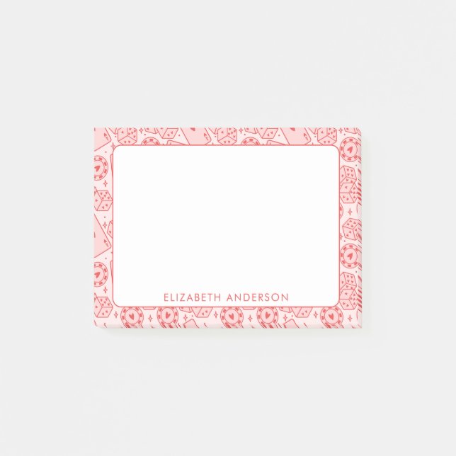 Vegas Ästhetisches Rosa Personalisiertes Casino Post-it Klebezettel (Vorderseite)