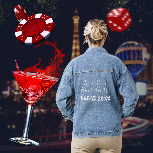 Vegas Bachelorette Bride zu elegantem Skript Jeansjacke