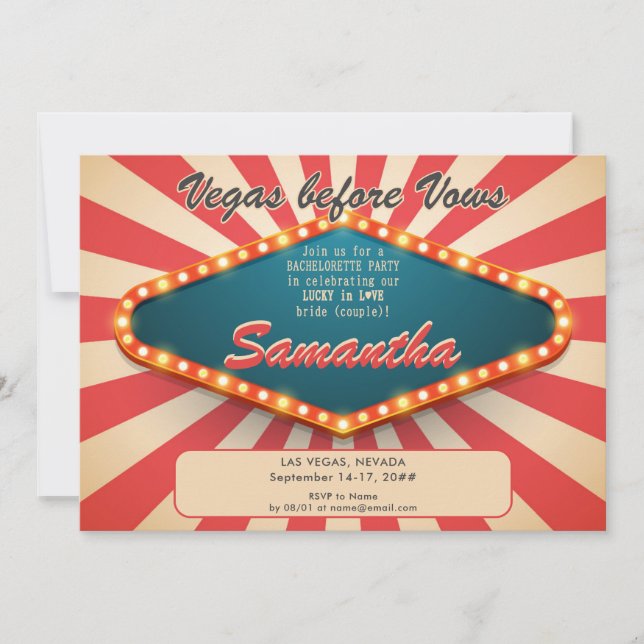 Vegas Before Vows Modern Lucky Casino Einladung (Vorderseite)
