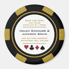 Vegas Black Gold Poker Chip Hochzeit speichern das Magnet
