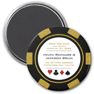 Vegas Black Gold Poker Chip Hochzeit speichern das Magnet