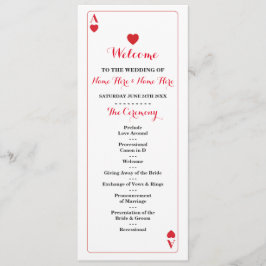 Vegas Casino Ace of Hearts Cards Hochzeitsprogramm Programm