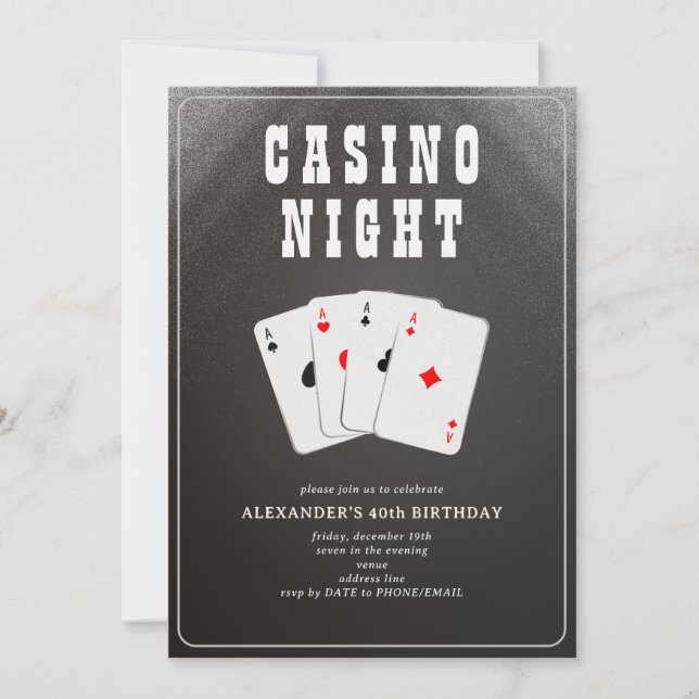 Vegas Casino Blackjack Poker Night Partys Einladung (Vorderseite)