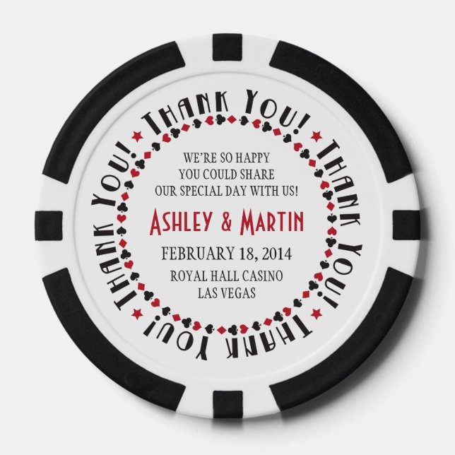 Vegas Casino Card Anzug Hochzeit Vielen Dank Pokerchips (Vorderseite)