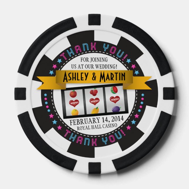 Vegas Casino Hochzeit in Urlaubsort Vielen Dank Pokerchips (Vorderseite)