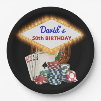 Vegas Casino Night Black Birthday Party  Pappteller