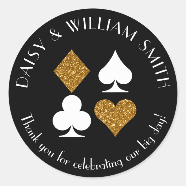 Vegas Casino Theme Custom Sticker Gold Glitzer (Vorderseite)