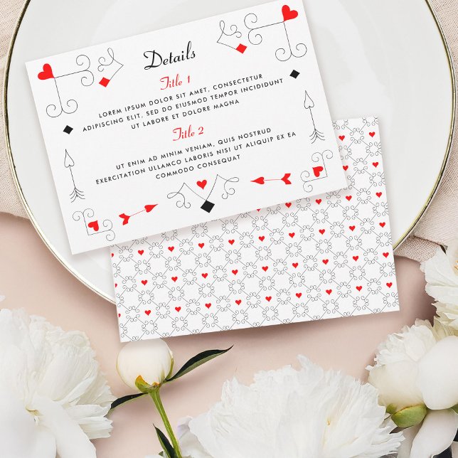 Vegas Cupid's Hearts and Diamonds Wedding Details RSVP Karte (Von Creator hochgeladen)