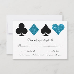 Vegas Destiny Wedding RSVP mit Essensauswahl Blue Karte
