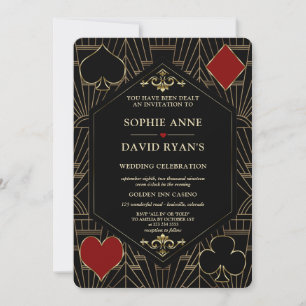 Vegas Gold Art Deco Casino QR Code Poker Hochzeit  Einladung