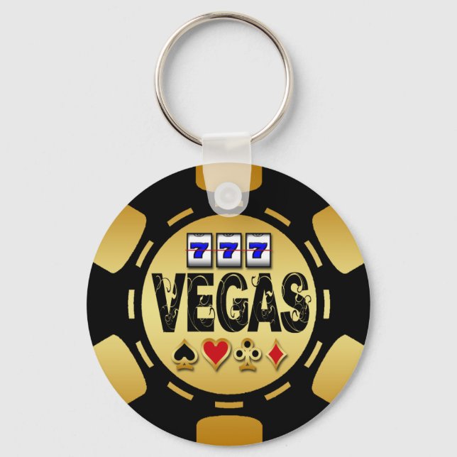 VEGAS GOLD UND SCHWARZ POKER CHIP SCHLÜSSELANHÄNGER (Vorderseite)