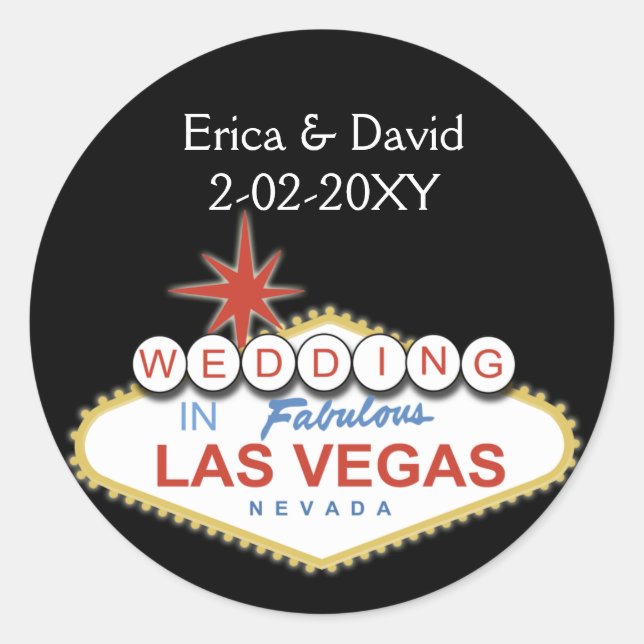 Vegas-Hochzeitstag-Umschlag Aufkleber (Vorderseite)