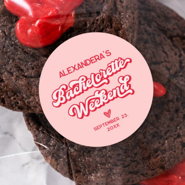 Vegas Junggeselinnen-Abschied Rot und Rosa Runder Aufkleber (Von Creator hochgeladen)