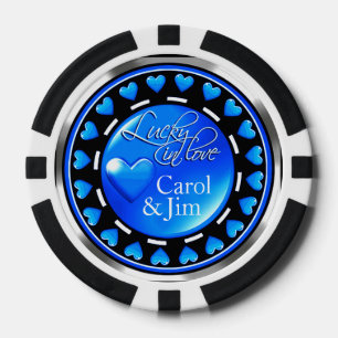 Vegas Lucky in der Liebe Herz-Blau Pokerchips
