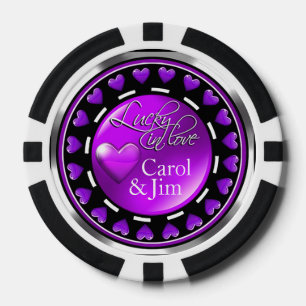 Vegas Lucky in Liebe Hört lila schwarz Pokerchips