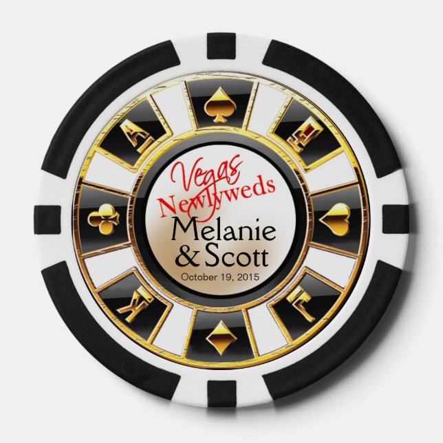 Vegas Newlyweds Casino Weißes Gold Pokerchips (Vorderseite)