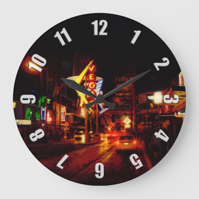 Vegas Nightlife - Las Vegas Nevada Große Wanduhr (Vorderseite)