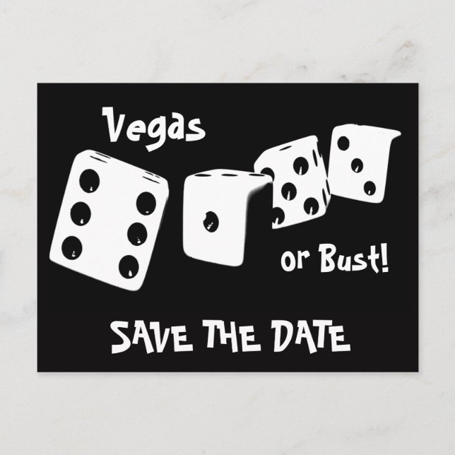 Vegas oder Bust Save the Date Postkarte (Vorderseite)