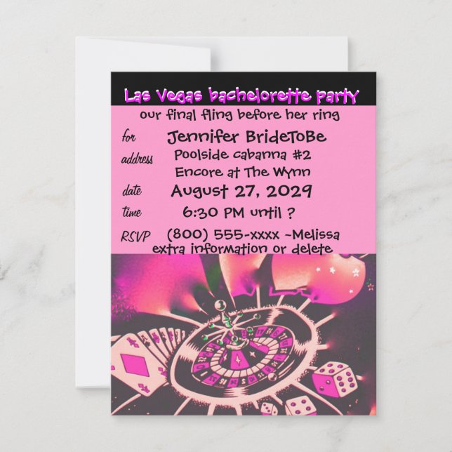 Vegas Pink Bachelorette Einladung (Vorderseite)