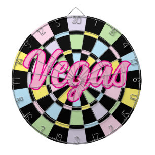 Vegas Pink Text auf schwarzen und pastellfarbenen Dartscheibe
