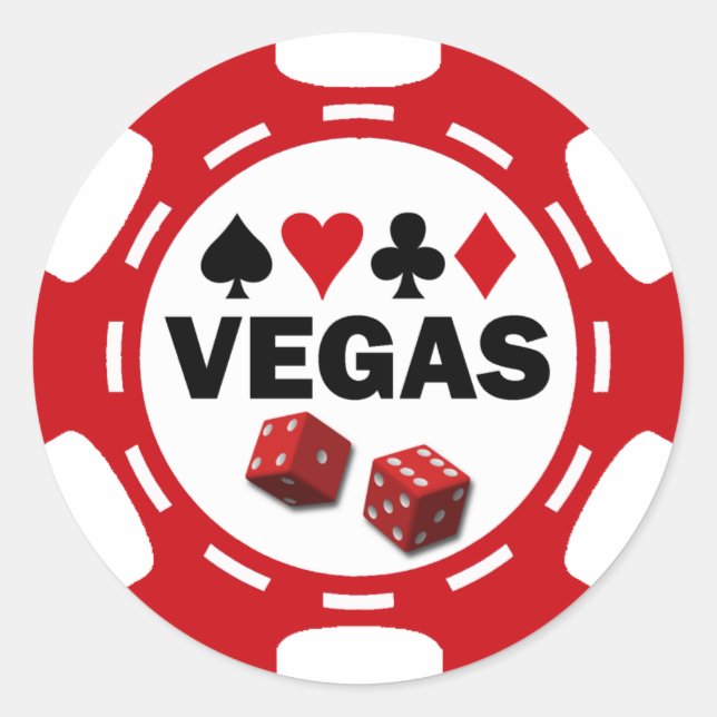 VEGAS POKER CHIP RUNDER AUFKLEBER (Vorderseite)