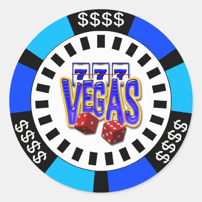 VEGAS POKER CHIP RUNDER AUFKLEBER (Vorderseite)