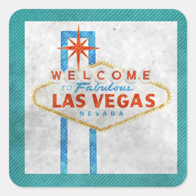 Vegas-Schildgrunge Quadratischer Aufkleber (Vorderseite)