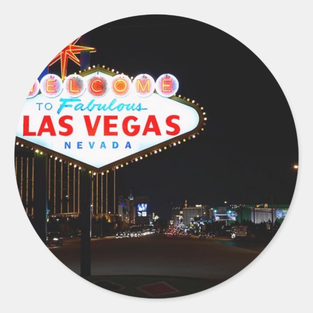 Vegas Sign Night Runder Aufkleber (Vorderseite)