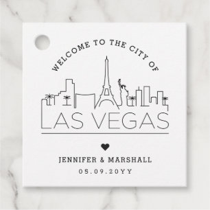 Vegas Skyline Hochzeit Begrüßung Geschenkanhänger