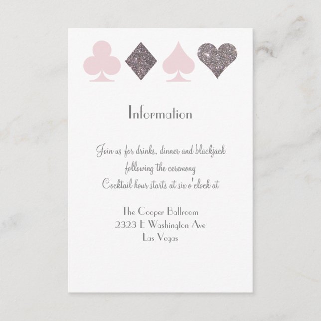 Vegas Wedding Blush Pink Silver Extra Info Card Begleitkarte (Vorderseite)