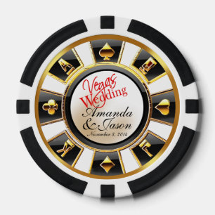 Vegas Wedding Casino weißes schwarzes Gold Pokerchips