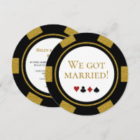 Vegas Wedding Elopement Announce Gold Poker Chip