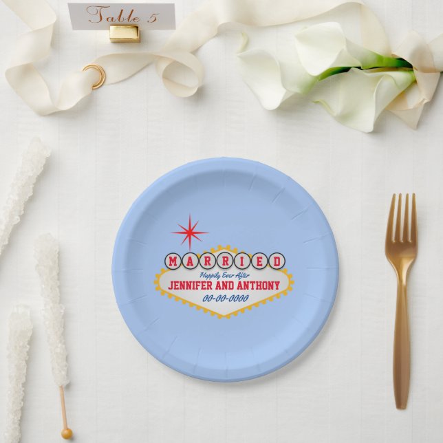 Vegas Welcome Sign Style Personalisieren Pappteller (Hochzeit)