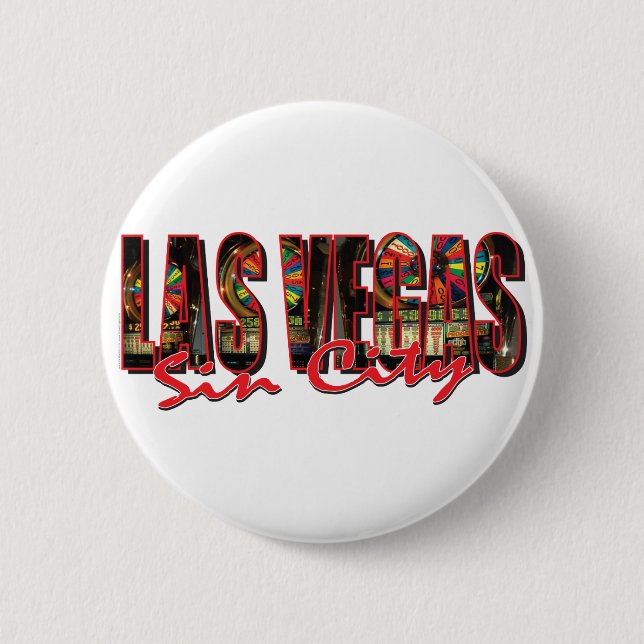 VEGAS WORT und Sin City Button (Vorderseite)