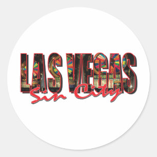 VEGAS WORT und Sin City Runder Aufkleber