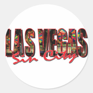 VEGAS WORT und Sin City Runder Aufkleber