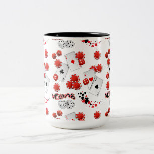 Vegas-Würfel und Chips 15 oz Zwei-Ton-Becher Zweifarbige Tasse