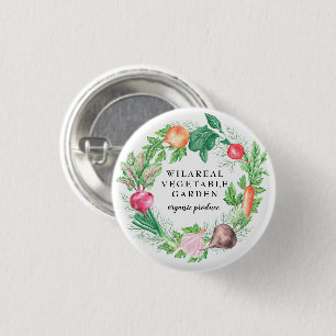 Vegetable garden organic farm monogram button