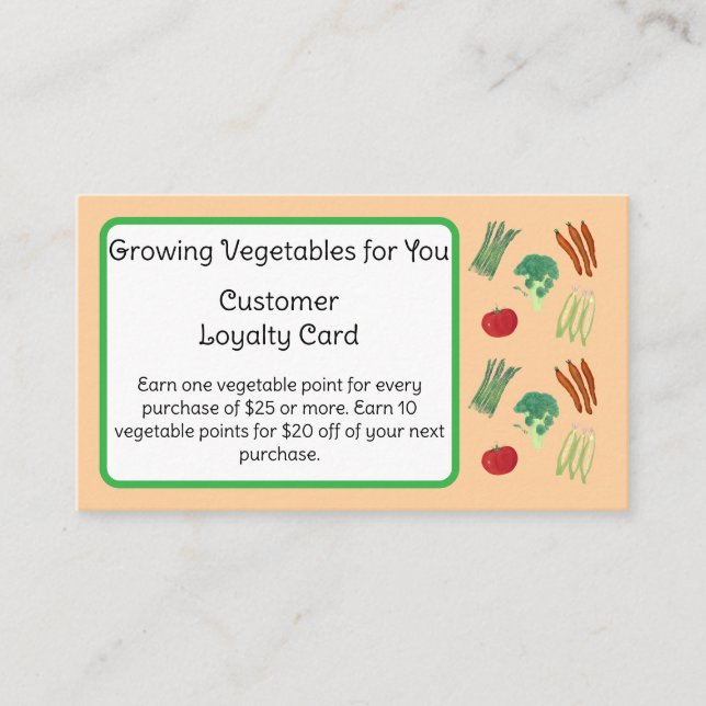 Vegetable Theme Customer Loyalty Cards Treuekarte (Vorderseite)