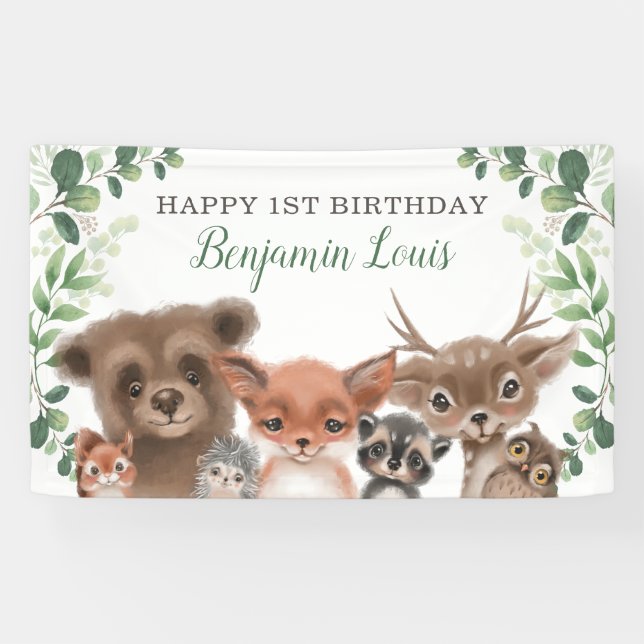 Végétal Bois Animaux Anniversaire Bannière de bien (Horizontal)