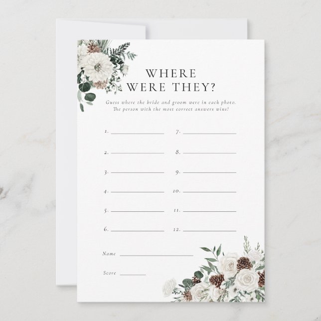 Végétal D'Hiver Floral Où Étaient-Ils Carte De Jeu (Devant)