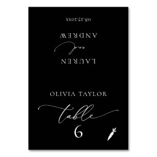 Vegetarian Black Minimalistisch Wedding Tischnumme Tischnummer