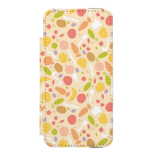 Vegetarier, der Musterhintergrund kocht Incipio iPhone Geldbeutel-Hülle (Folio Vorderseite)