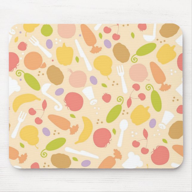 Vegetarier, der Musterhintergrund kocht Mousepad (Vorne)