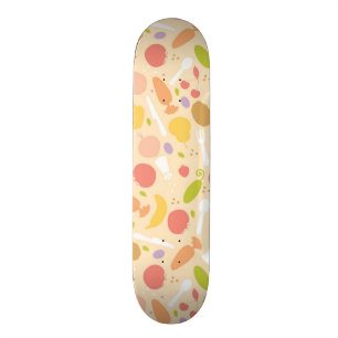Vegetarier, der Musterhintergrund kocht Skateboard