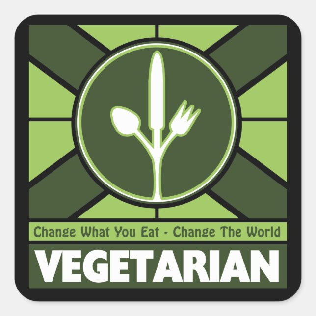 Vegetarier-Flagge Quadratischer Aufkleber (Vorderseite)