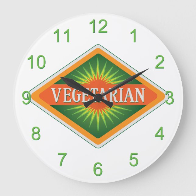 Vegetarier Große Wanduhr (Vorderseite)