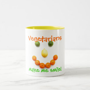 Vegetarier lassen mich lächeln! zweifarbige tasse